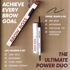 ColourPop Brow Boss label closeup showing product name and 24HR waterproof benefit