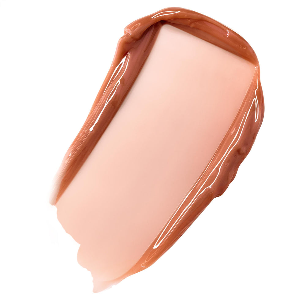 ColourPop Caramel Latte texture close-up showing creamy glossy finish benefit: cushiony moisturizing look