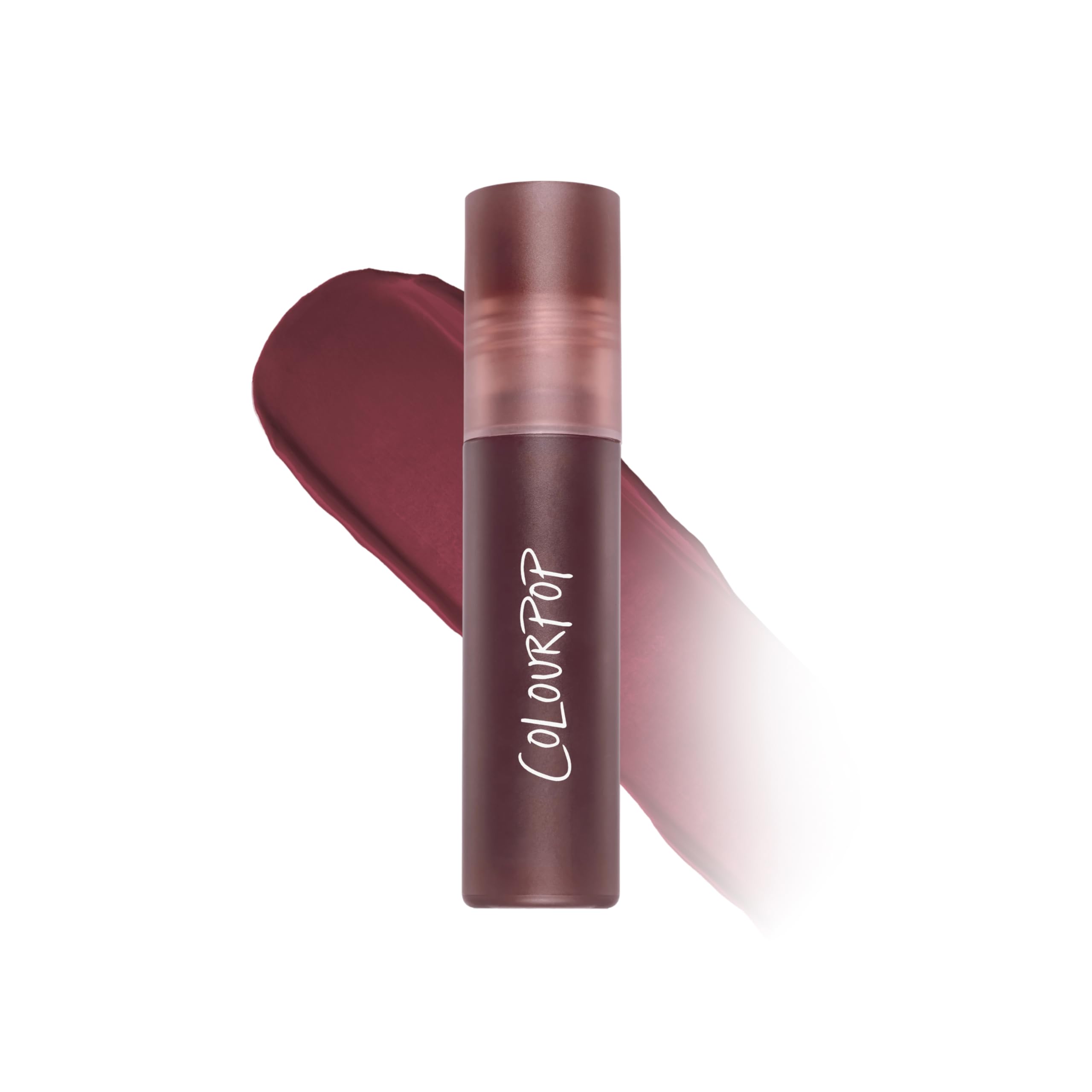 ColourPop front tube showing Storm Cloud shade and soft-blur finish benefits