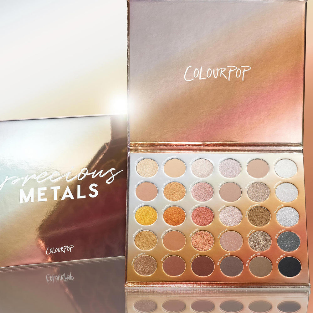 ColourPop palette beside a smartphone showing compact 1.16 oz scale for easy carrying