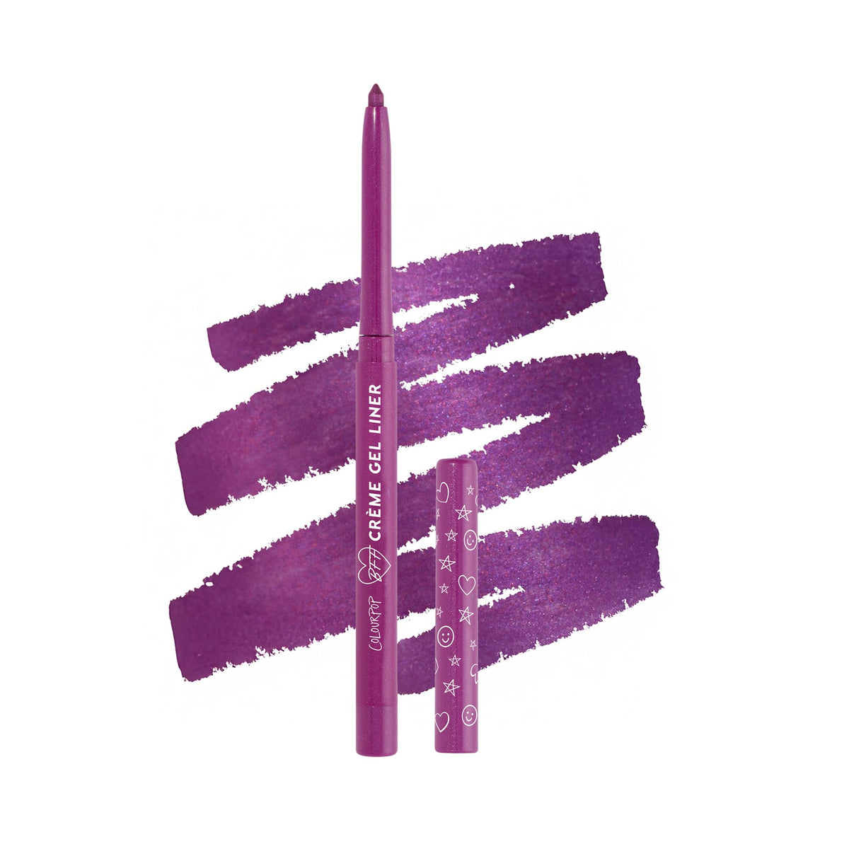 ColourPop crème gel pencil front packaging showing Plum Smash shade and easy application benefit