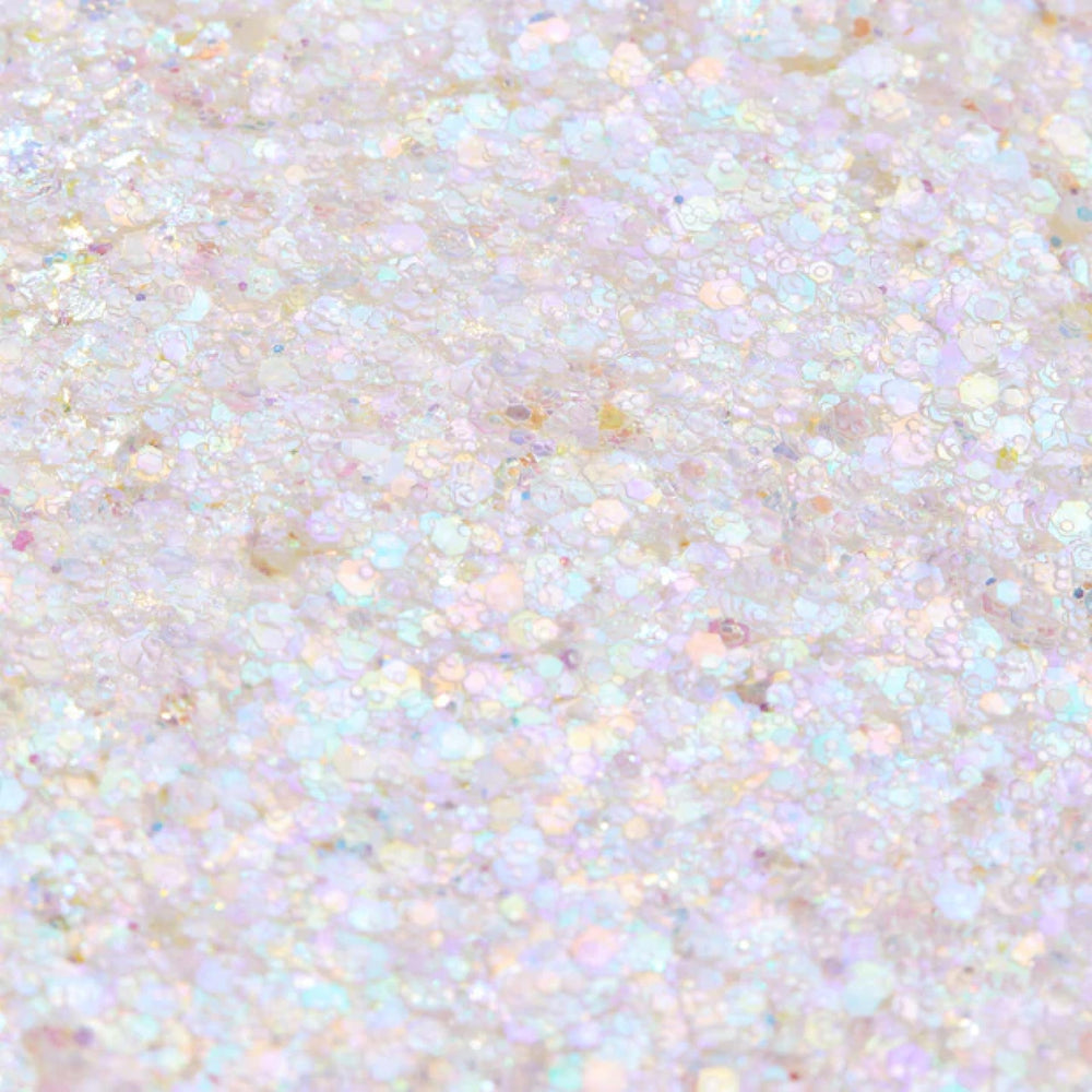 ColourPop Disco Lady open gel texture with multicolored glitter showcasing smooth, non-sticky finish