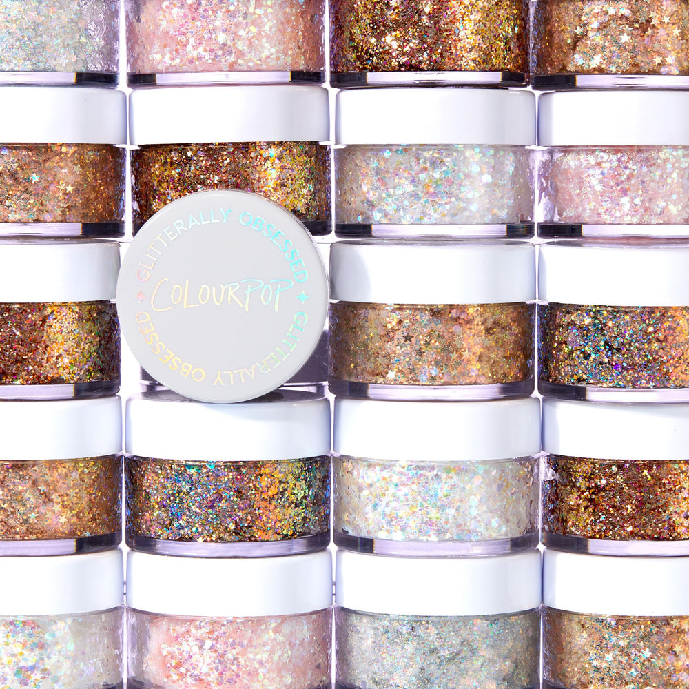 ColourPop Disco Lady on shoulder application in festival outfit illustrating long-wear sparkle