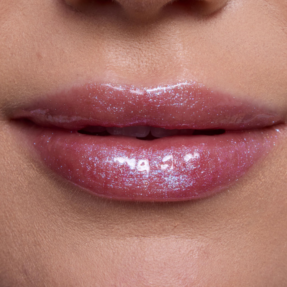 ColourPop gloss texture swipe showing luminous, non-sticky finish and hydrating sheen