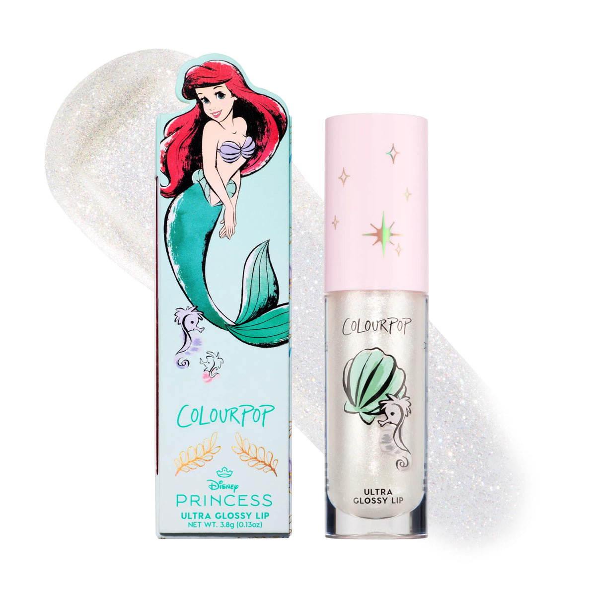 ColourPop front packaging showing Disney Princess gloss and collectible design benefit: attractive shelf appeal