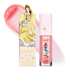 ColourPop front packaging showing Disney Princess design and rosy-pink shade benefit