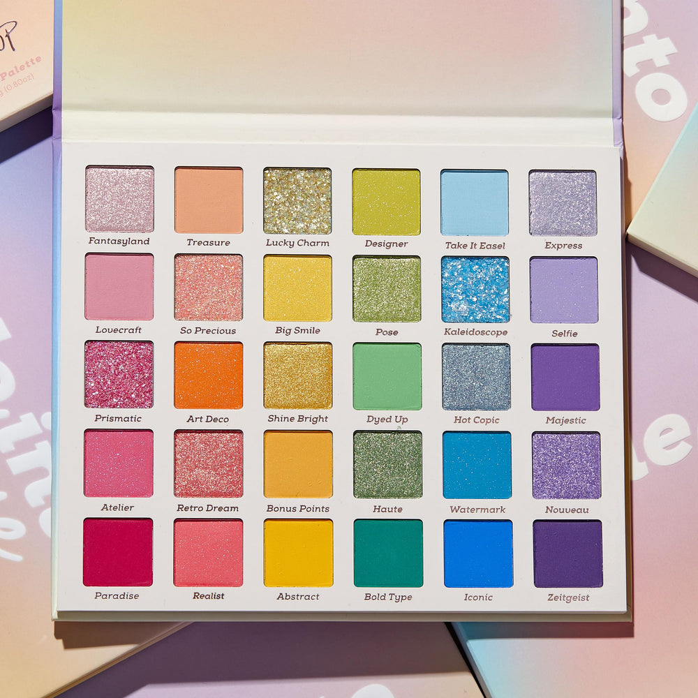 ColourPop arm swatches in rainbow sequence showing high pigment payoff