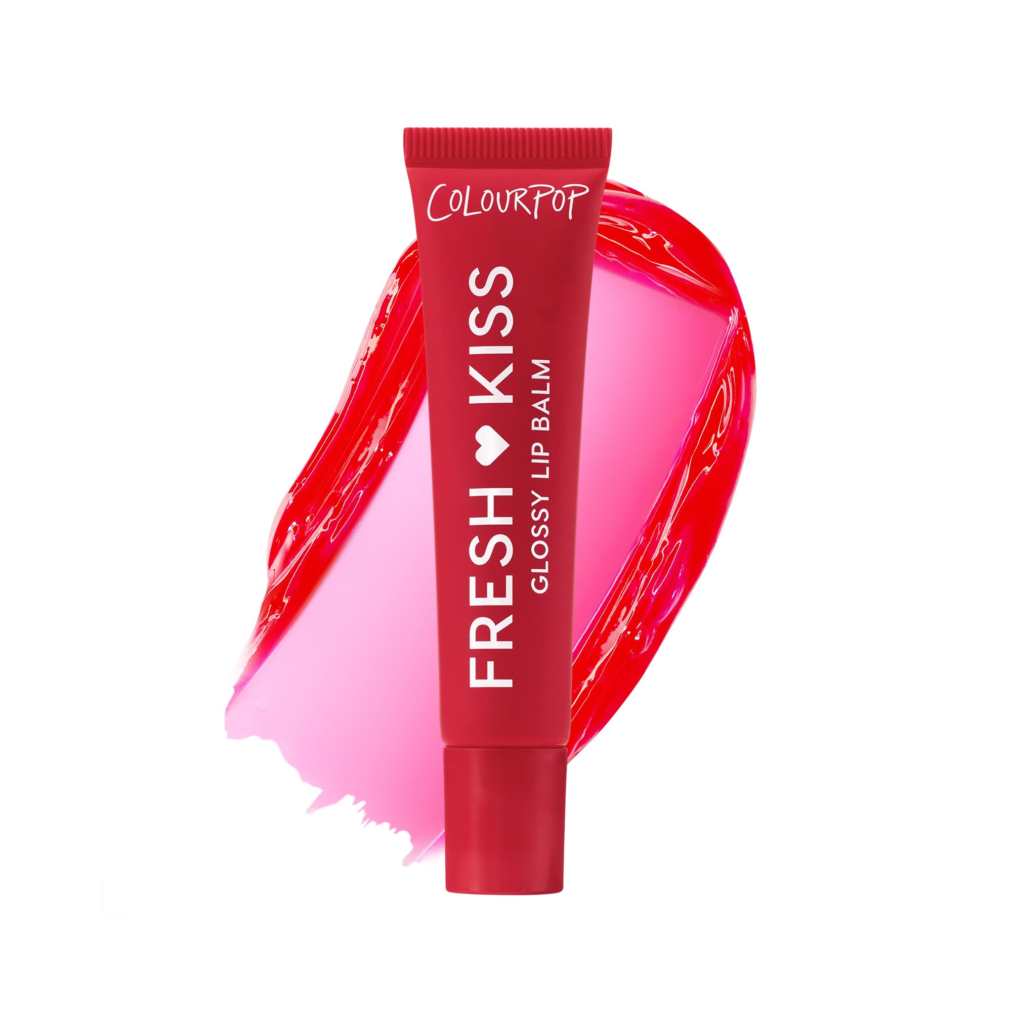 ColourPop Fresh Kiss front packaging showing Cherry Glaze glossy balm benefit