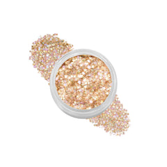 ColourPop front packaging showing tube and vibrant glitter, highlights portable glam