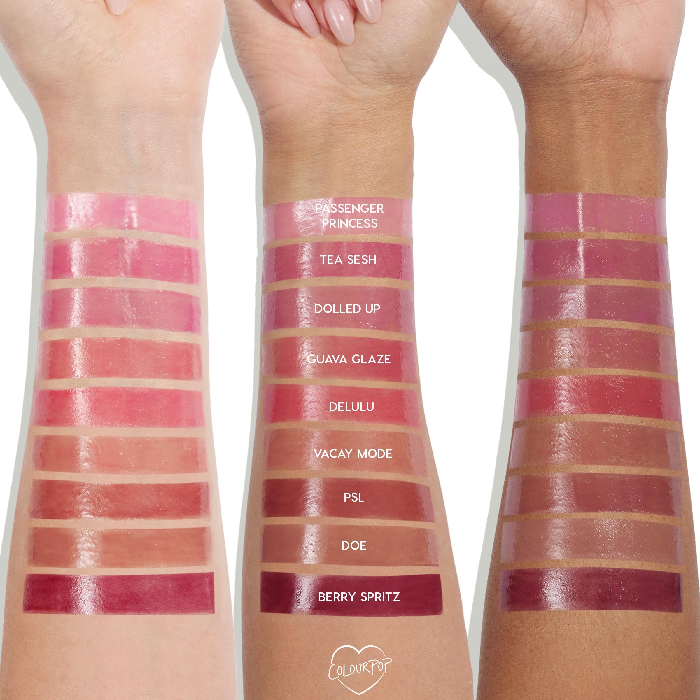 ColourPop Guava Glaze applied on lips displaying buildable color and glossy finish