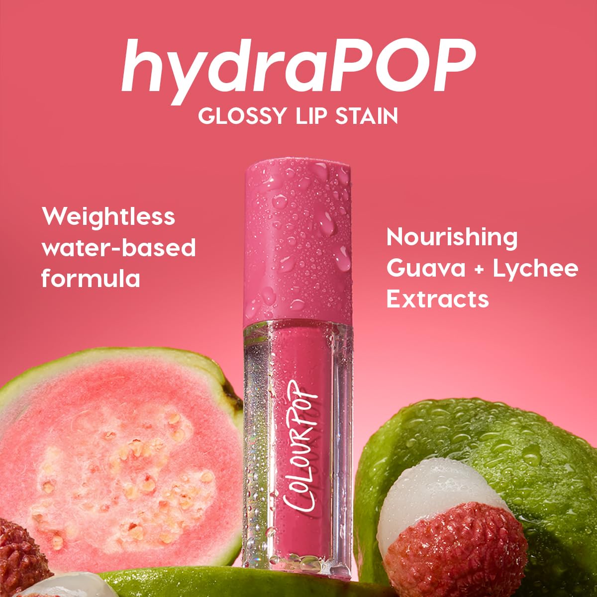 ColourPop HydraPop next to coin for scale showing compact 0.11 fl oz travel-friendly size