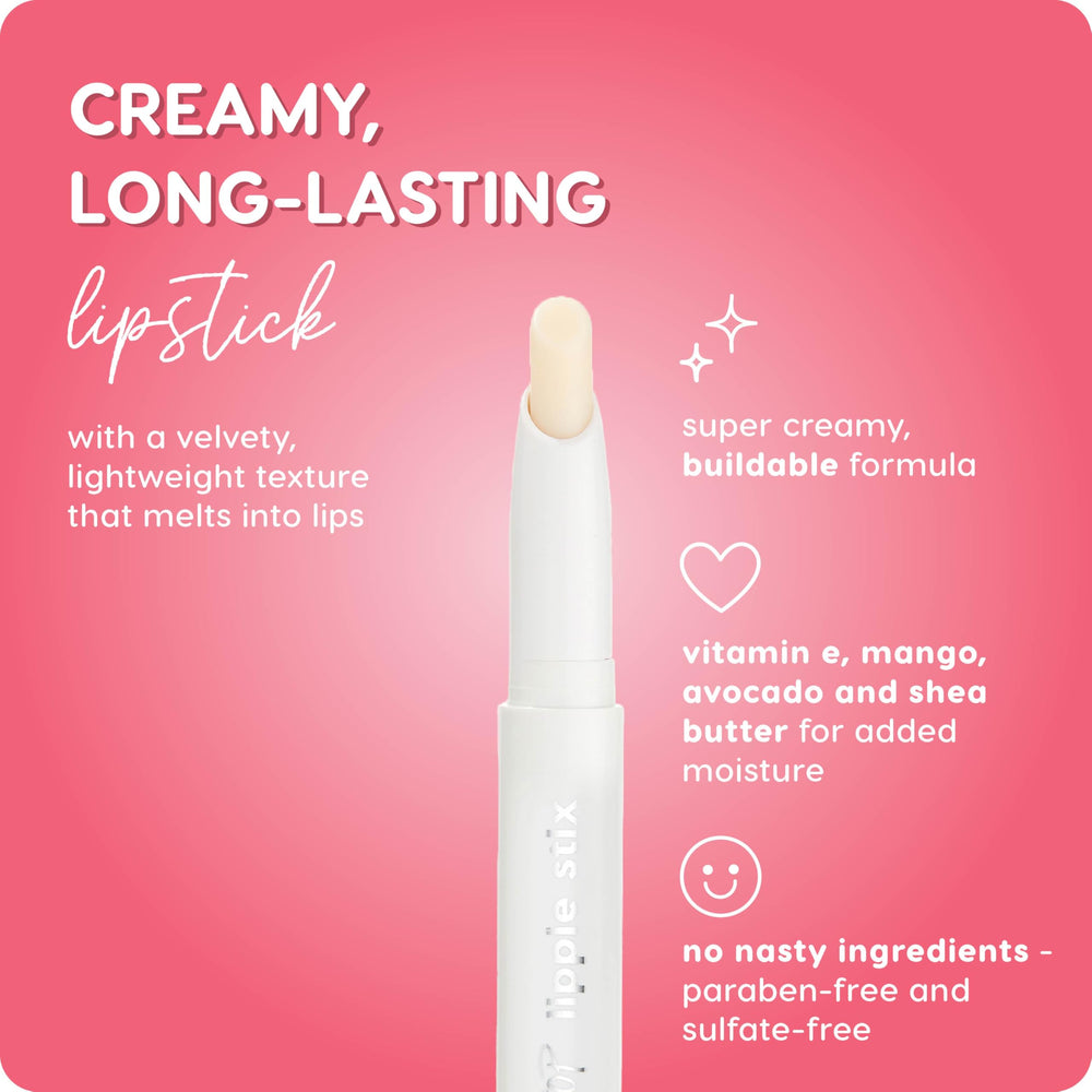ColourPop in-use application on lips illustrating even coverage and reduced feathering benefit