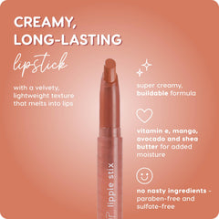 ColourPop Lippie Stix Parker beside coin for scale and travel-friendly size