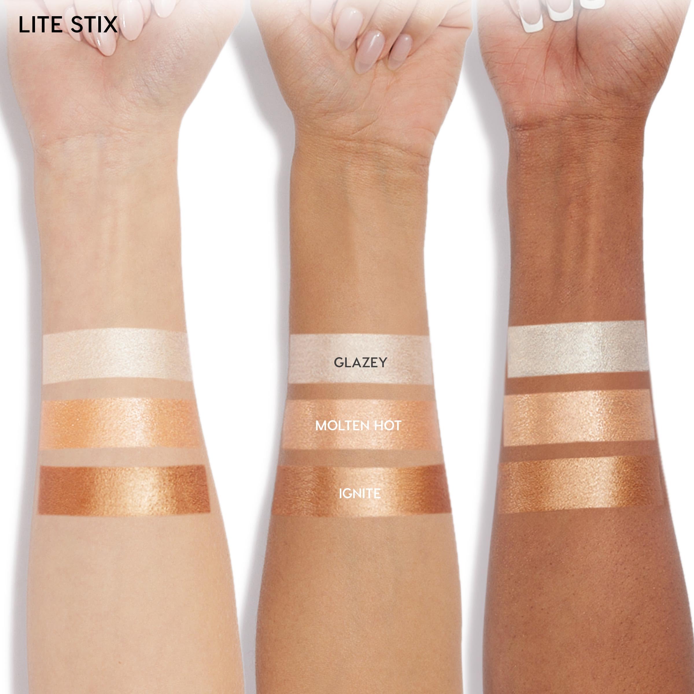 ColourPop Lite Stix on décolletage in lifestyle scene adding radiant skin highlight