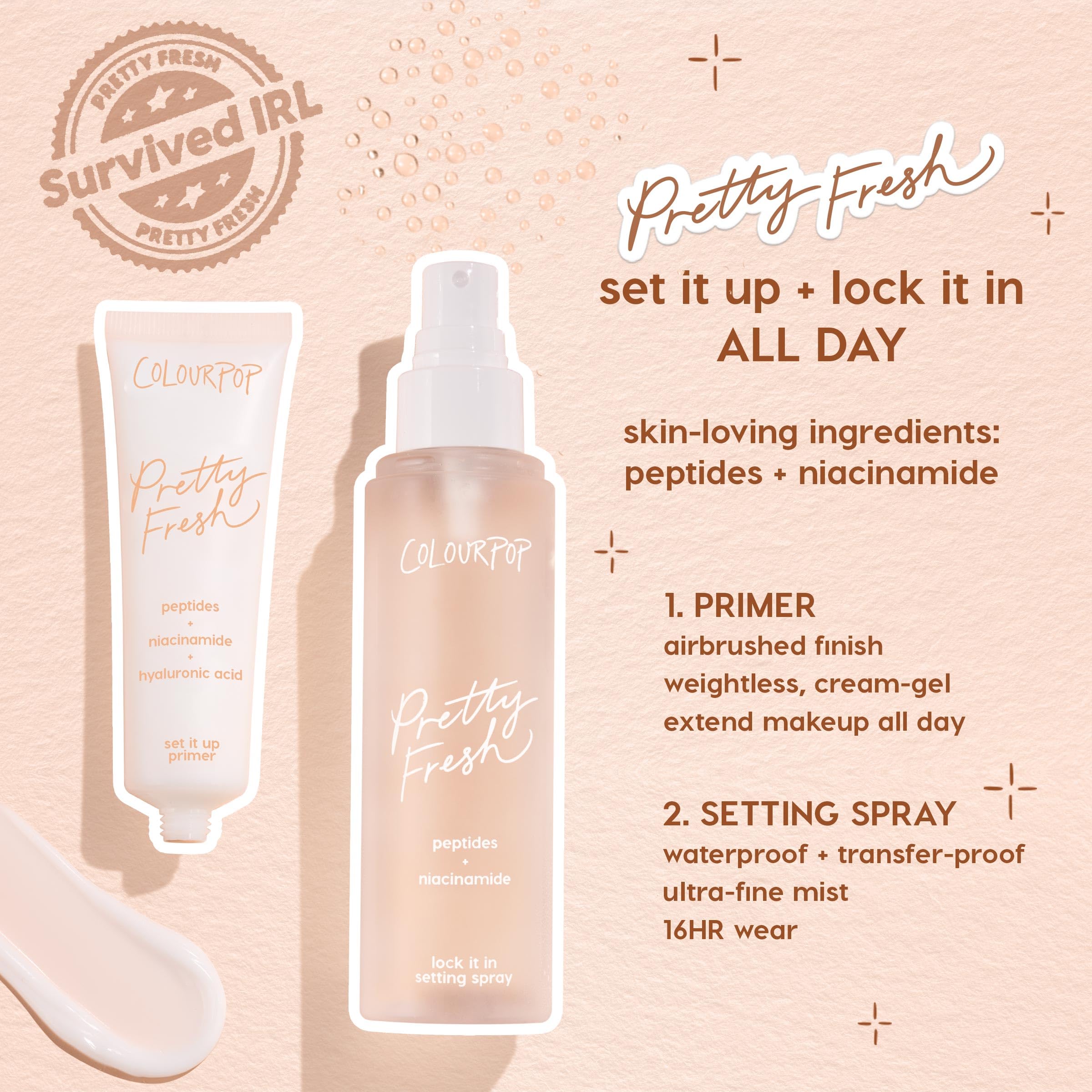 ColourPop product styled on bathroom vanity conveying everyday routine and fresh skin prep