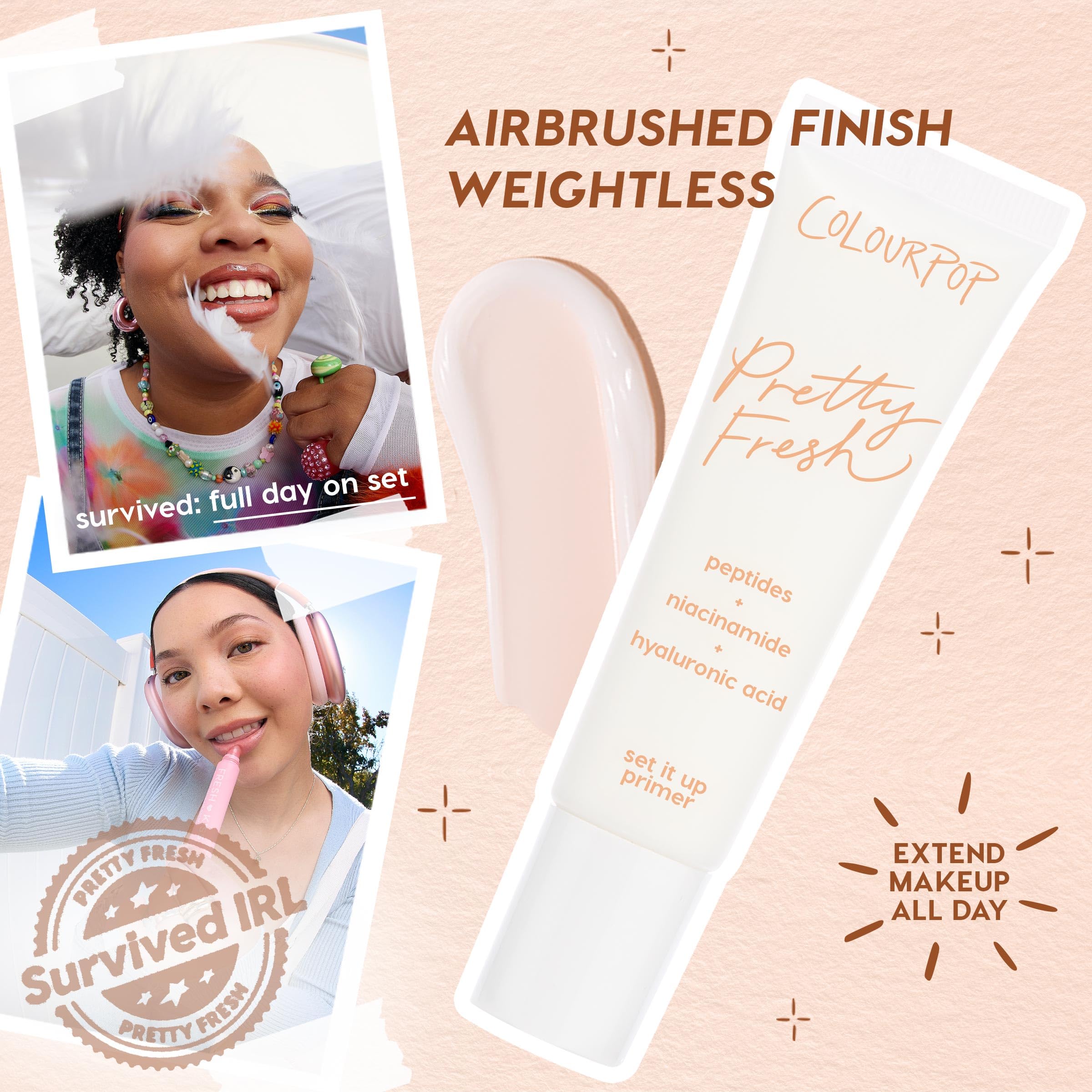 ColourPop texture close-up of gel-cream primer highlighting smooth, hydrating finish