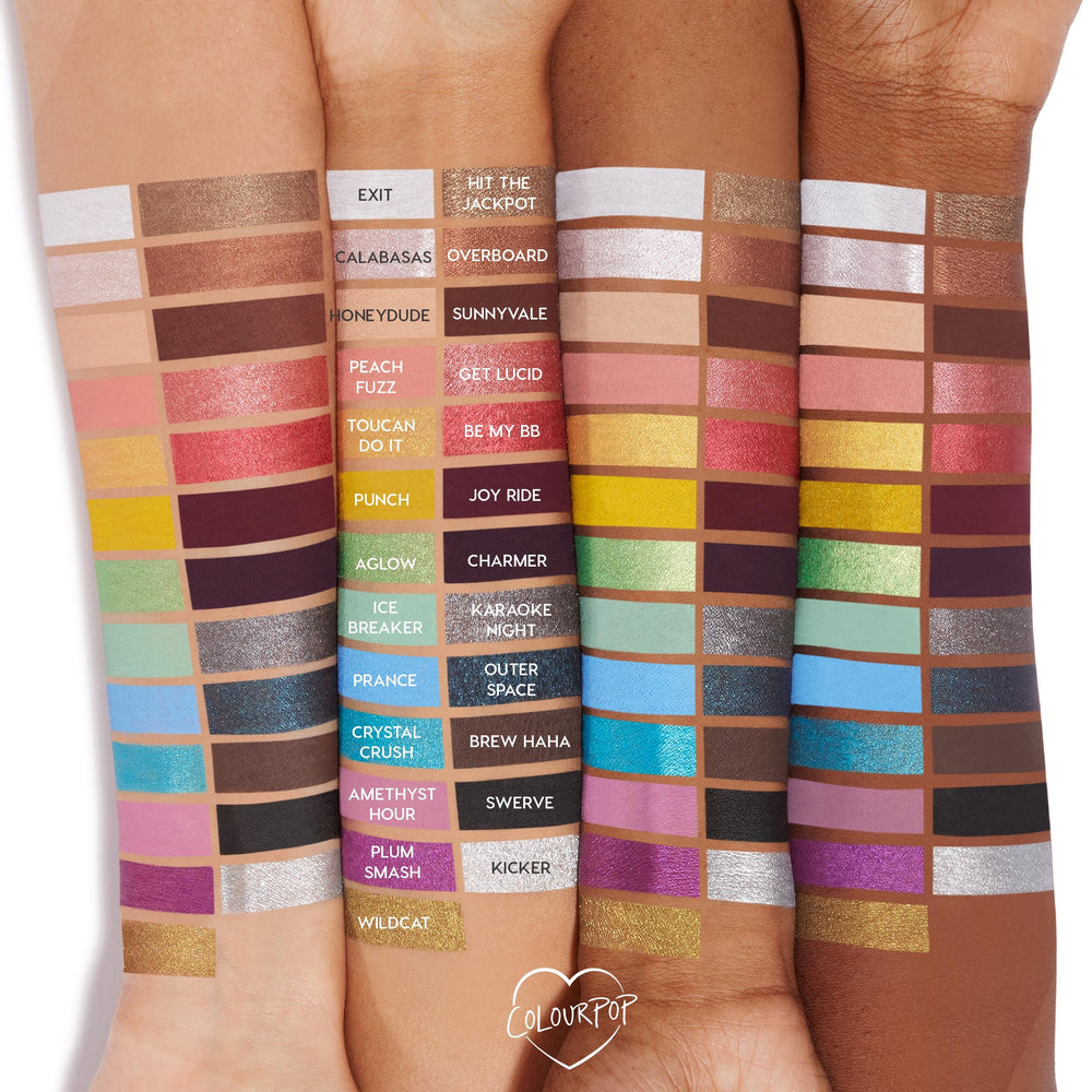 ColourPop swatch of Punch on skin showing true color payoff and finish