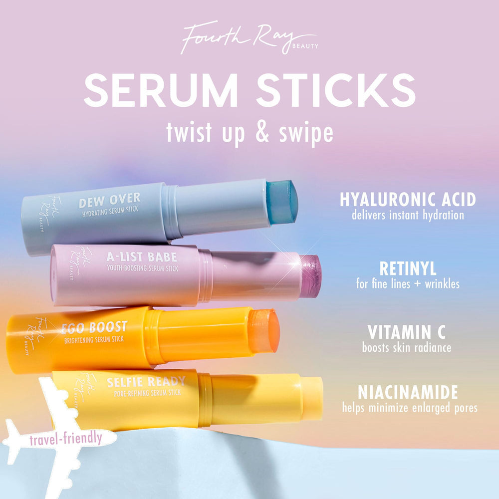 ColourPop retinol serum stick held in hand showing size and travel-friendly benefit