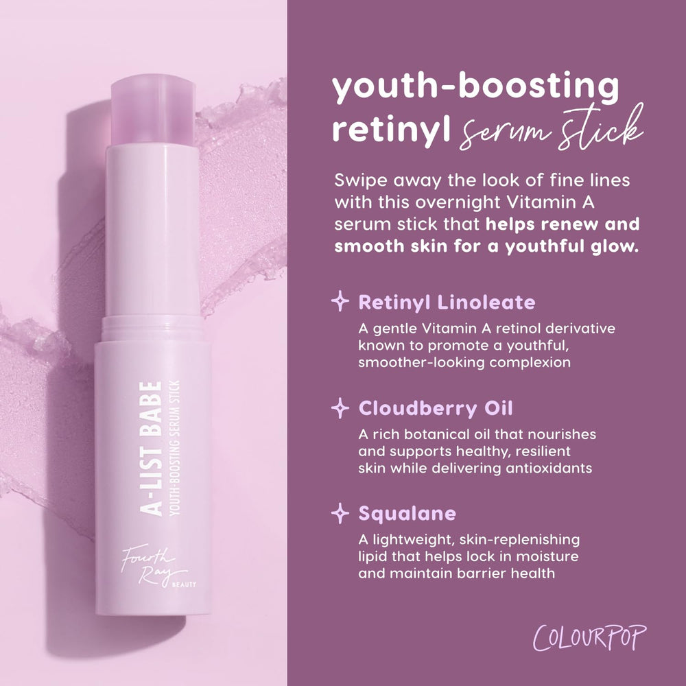 ColourPop retinol serum stick texture melting on fingertip for quick absorption benefit
