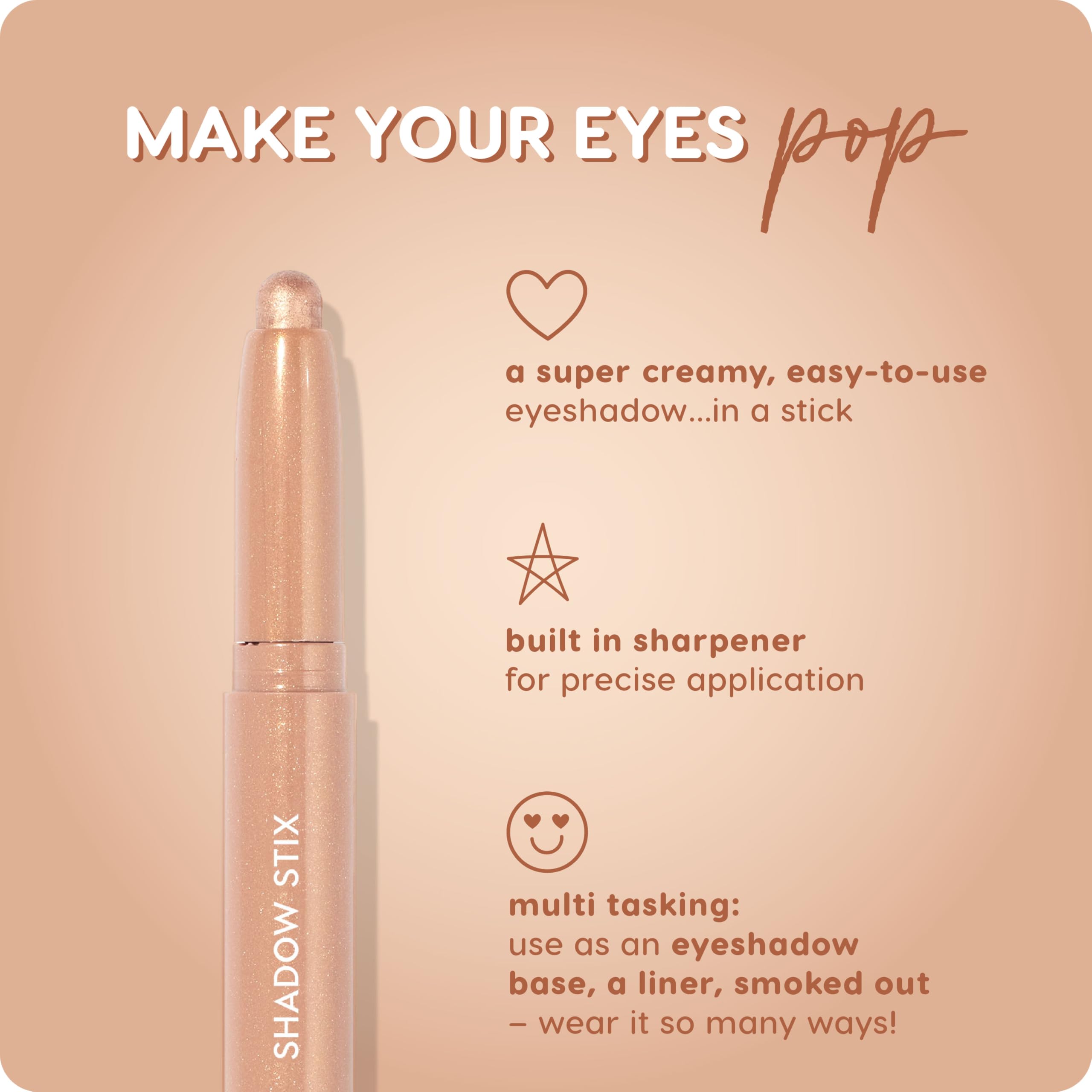 ColourPop Shadow Stix Honey BB in hand scale demonstrating travel-friendly size