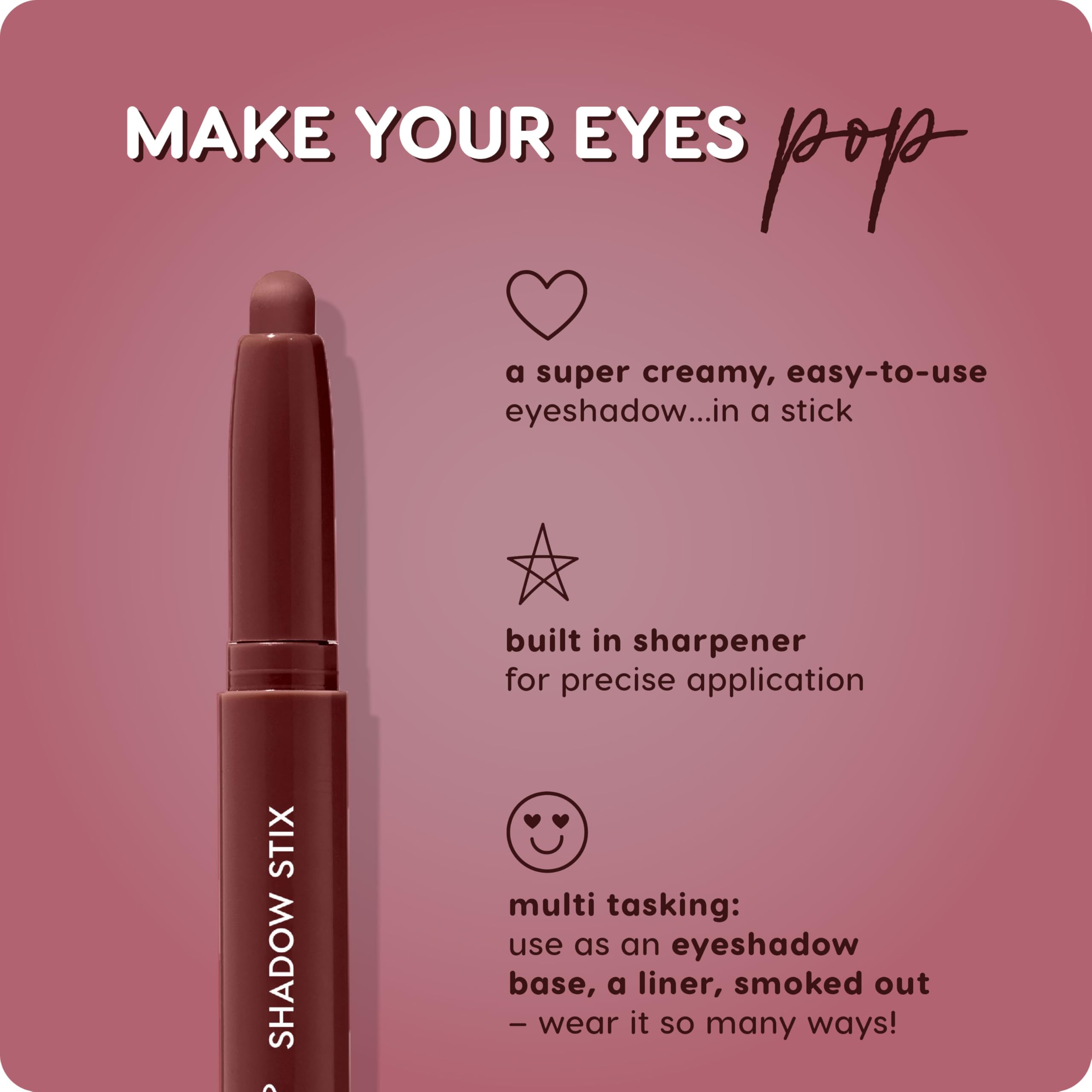 Model wearing ColourPop Shadow Stix Plum Tart to demonstrate wearable plum tone