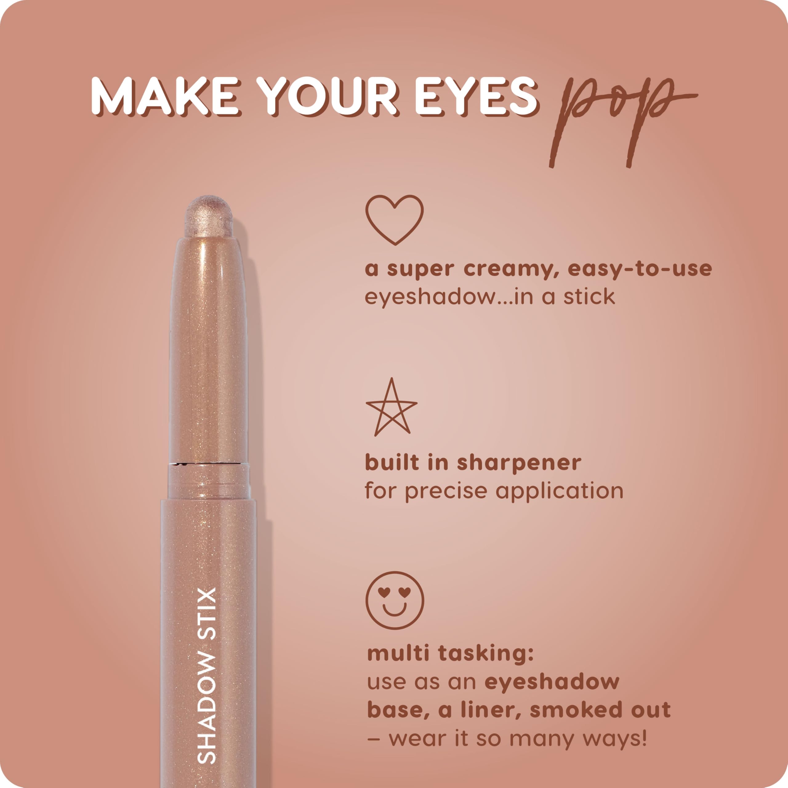 ColourPop Shadow Stix Socialite applied on eyelid, shows effortless application and smooth coverage