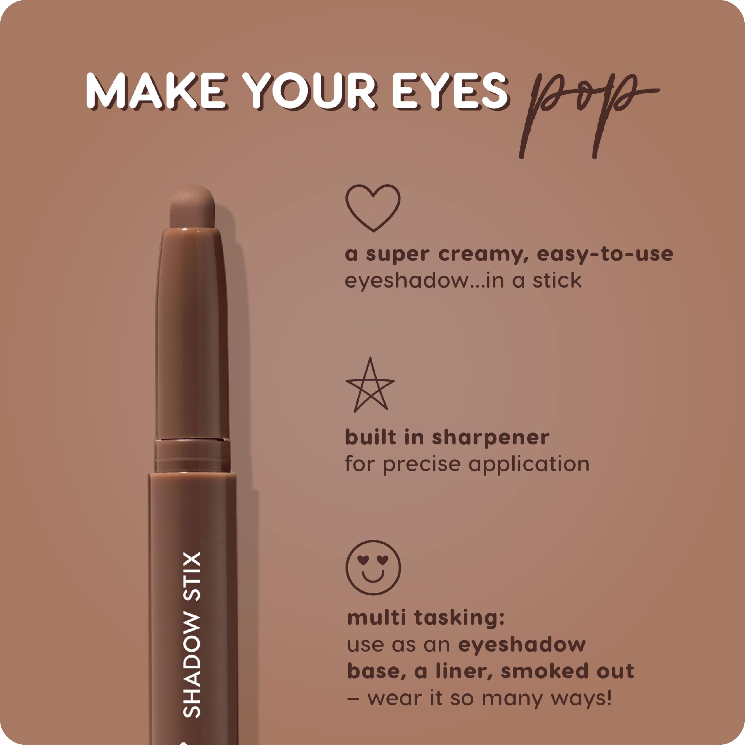 ColourPop Shadow Stix Walnut Ave applied on model eye showing smooth blendable color