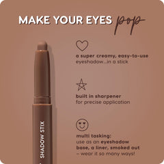 ColourPop Shadow Stix Walnut Ave applied on model eye showing smooth blendable color