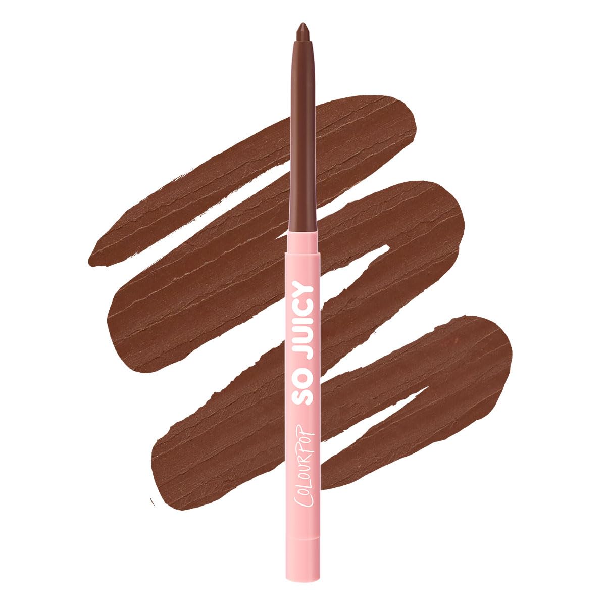 ColourPop So Juicy front view showing sleek retractable pencil and shade for precise definition