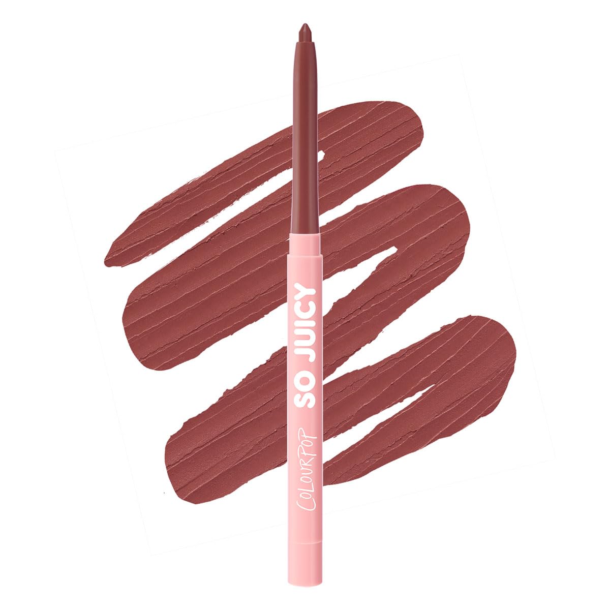 ColourPop So Juicy front view showing slim retractable liner and shade