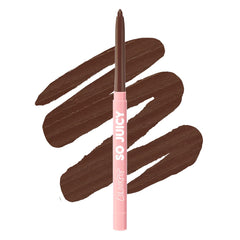 ColourPop So Juicy lip liner front view showing Mocha Latte shade and clean packaging benefit