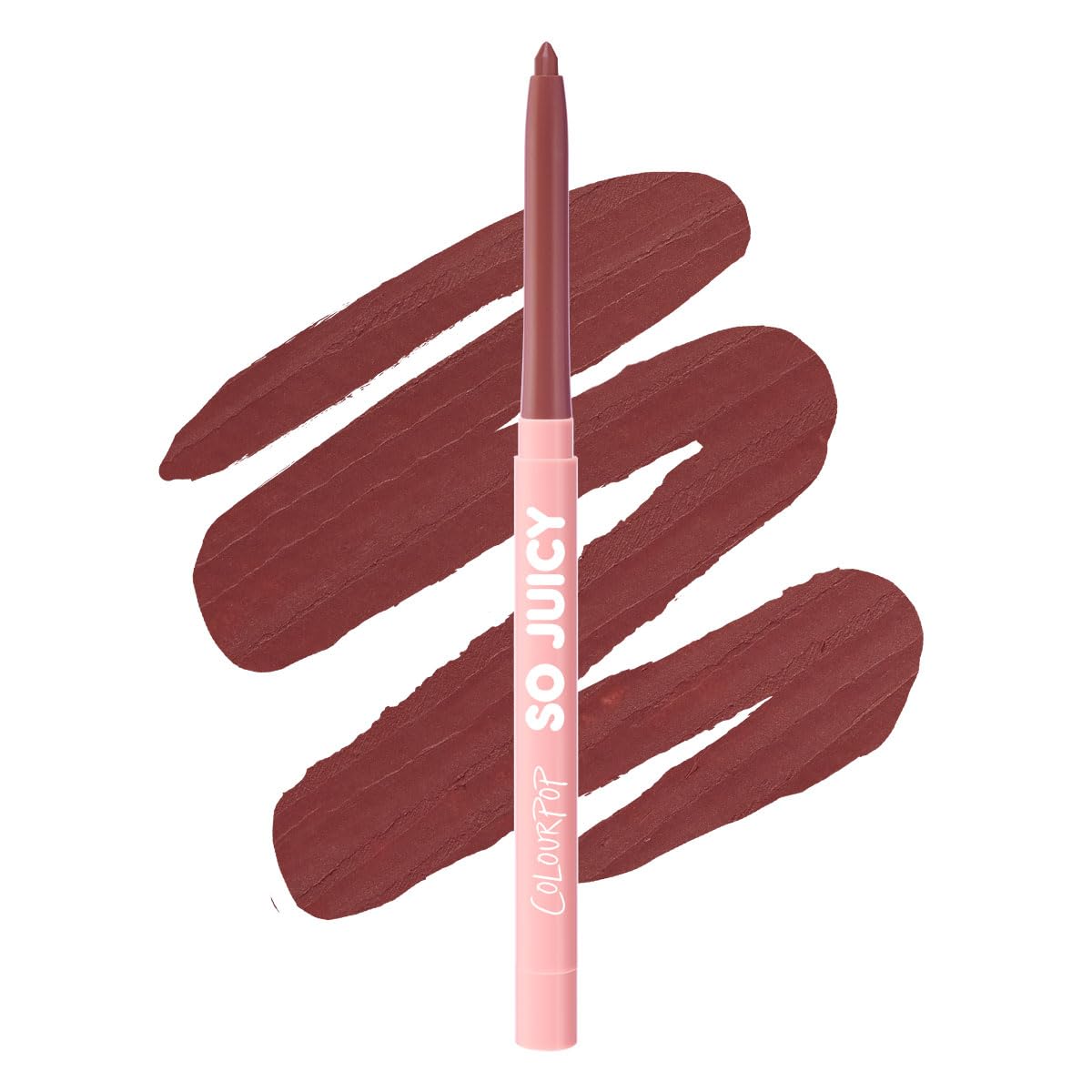 ColourPop So Juicy front view showing slim retractable liner and color selection benefit