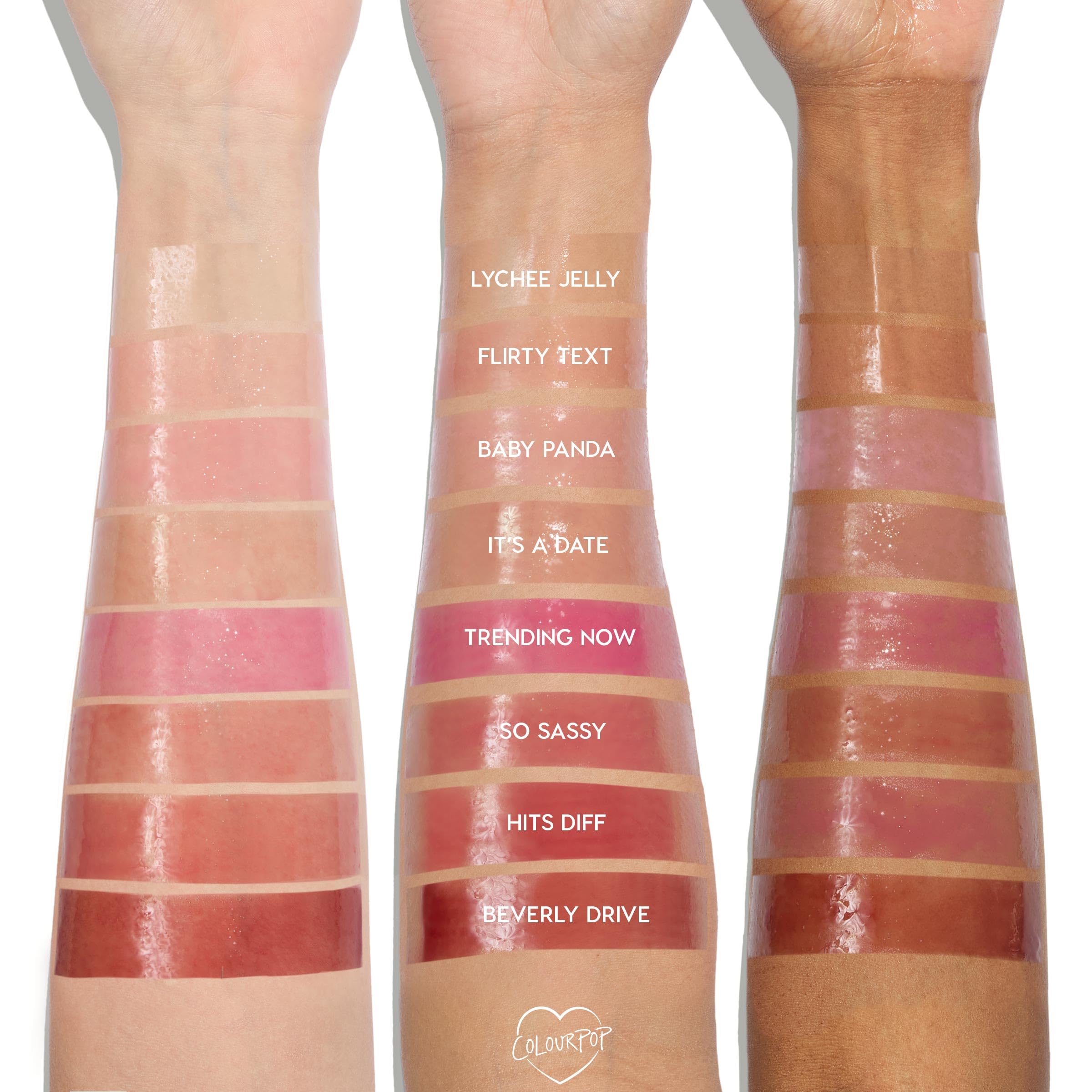 ColourPop So Juicy layered over lipstick showing added shine and dimension