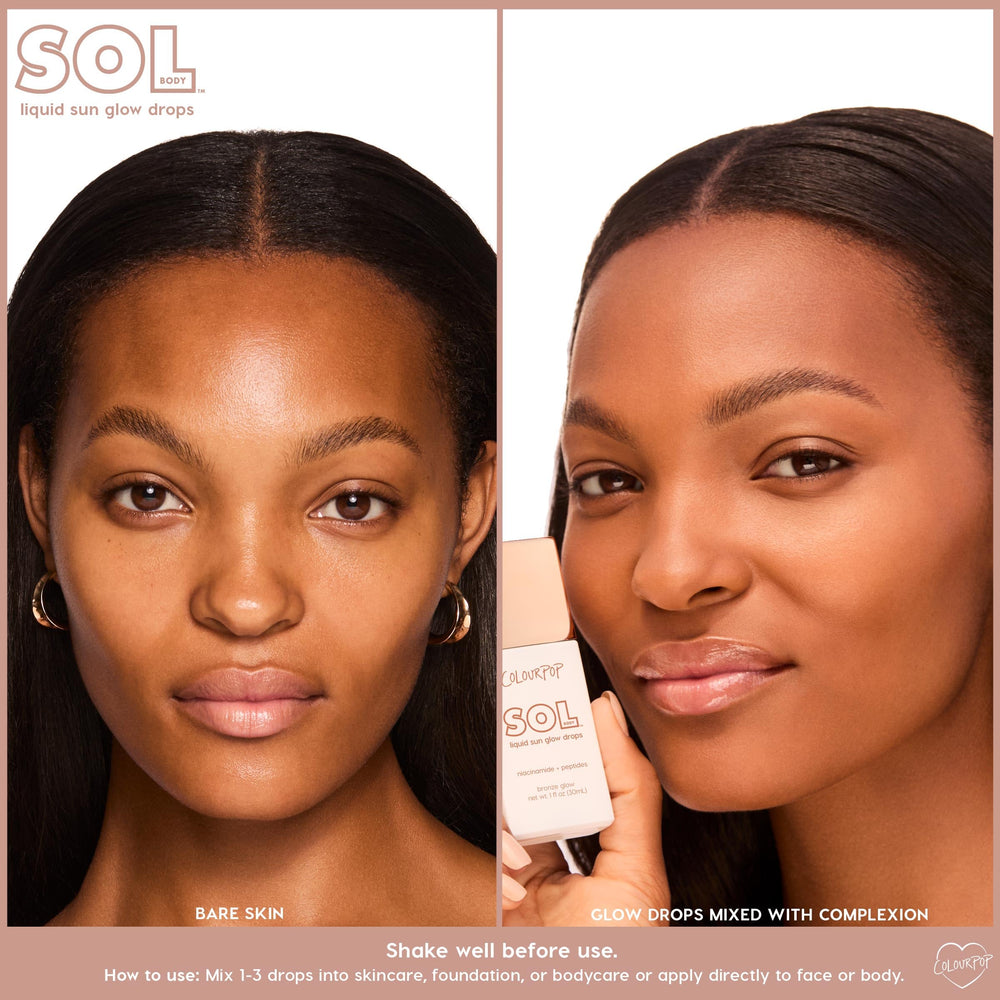 ColourPop Sol applied on décolletage giving luminous skin, seamless coverage