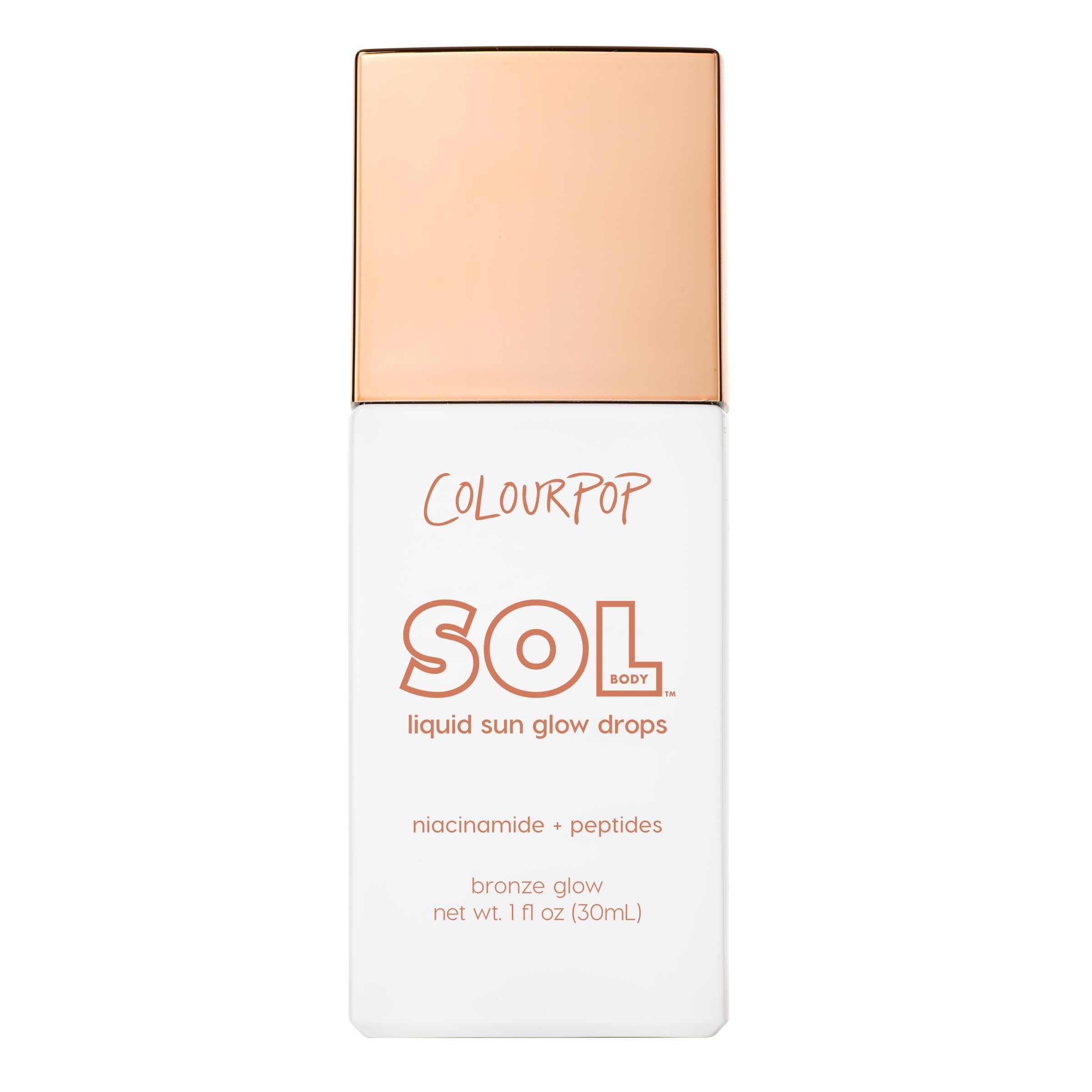 ColourPop Sol front packaging showing bronzer bottle and brand, easy-to-use glow
