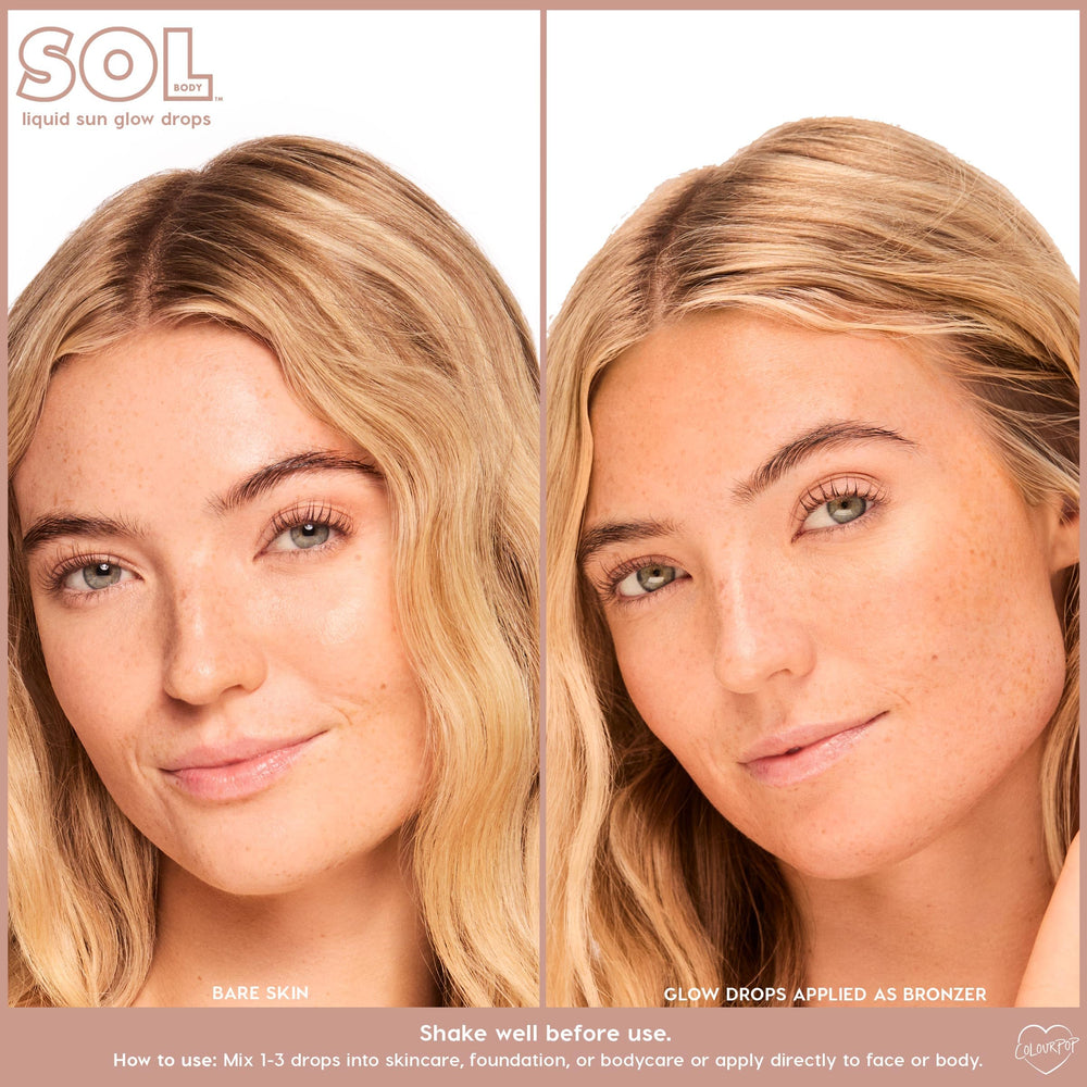ColourPop Sol on model face showing sun-kissed radiance, natural-looking warmth