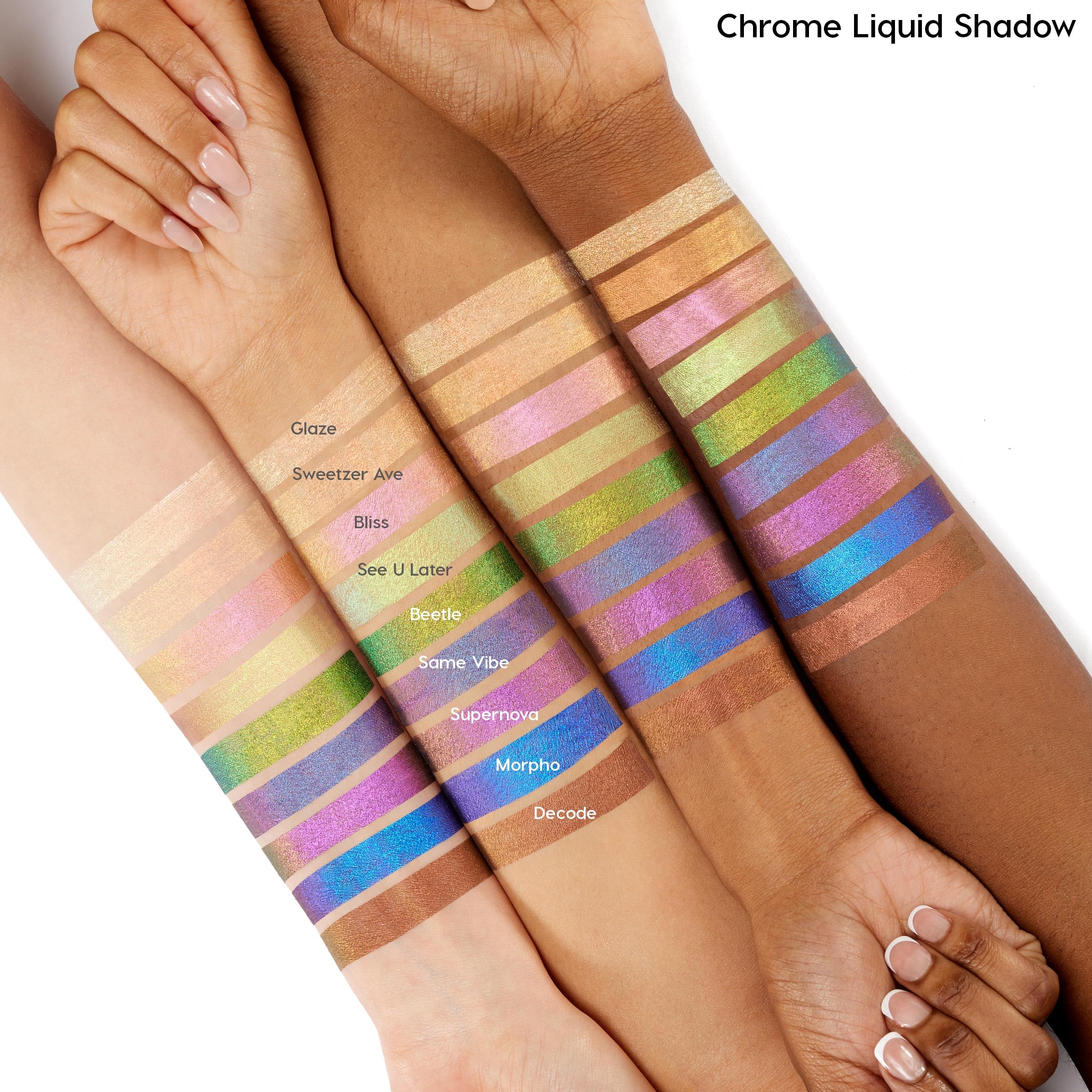 ColourPop close-up texture Bliss highlighting smooth, reflective chrome finish