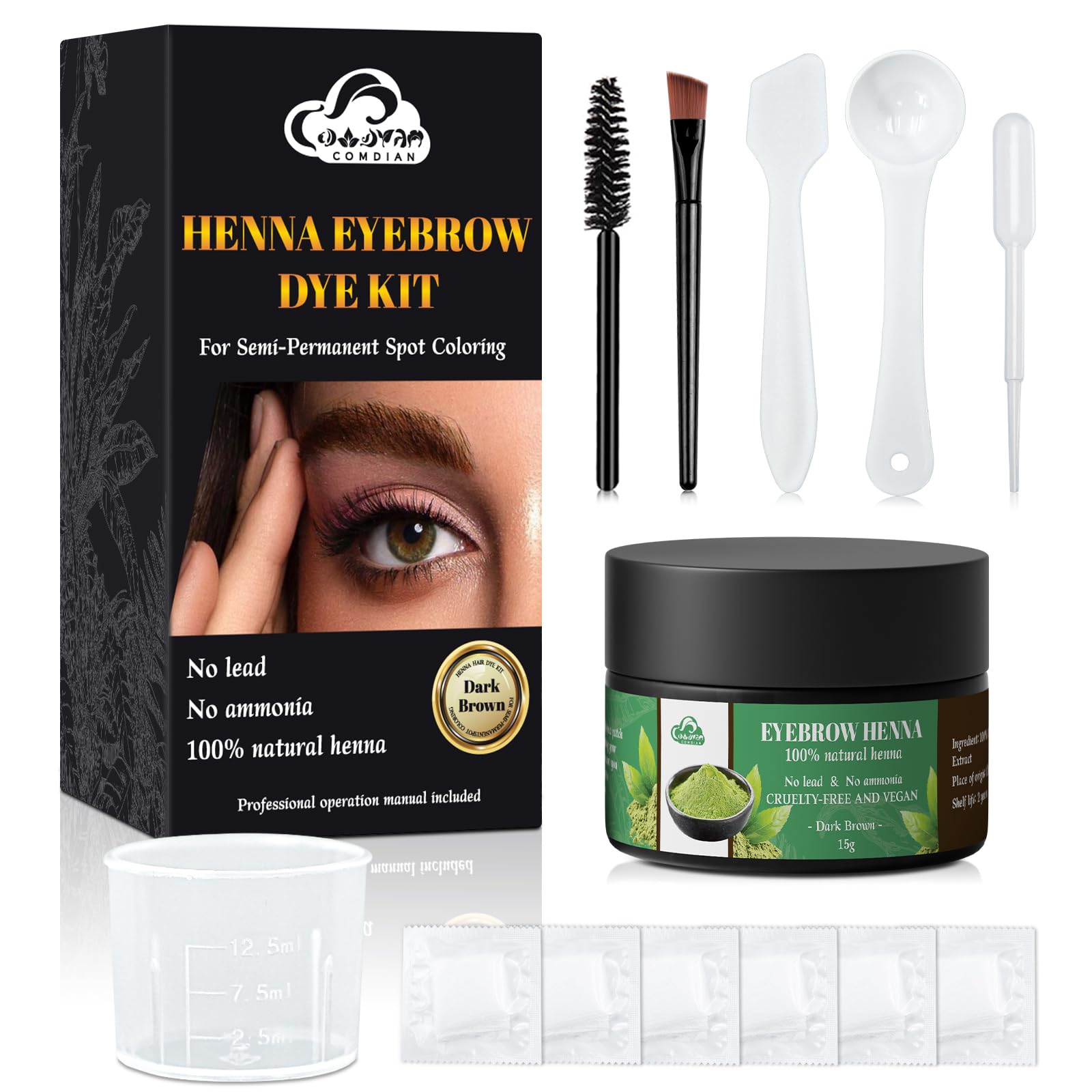 Comdian kit front packaging showing professional eyebrow tint