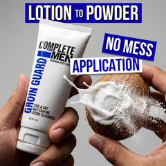 COMPLETE FOR MEN cream on hand showing quick spread and coverage benefit