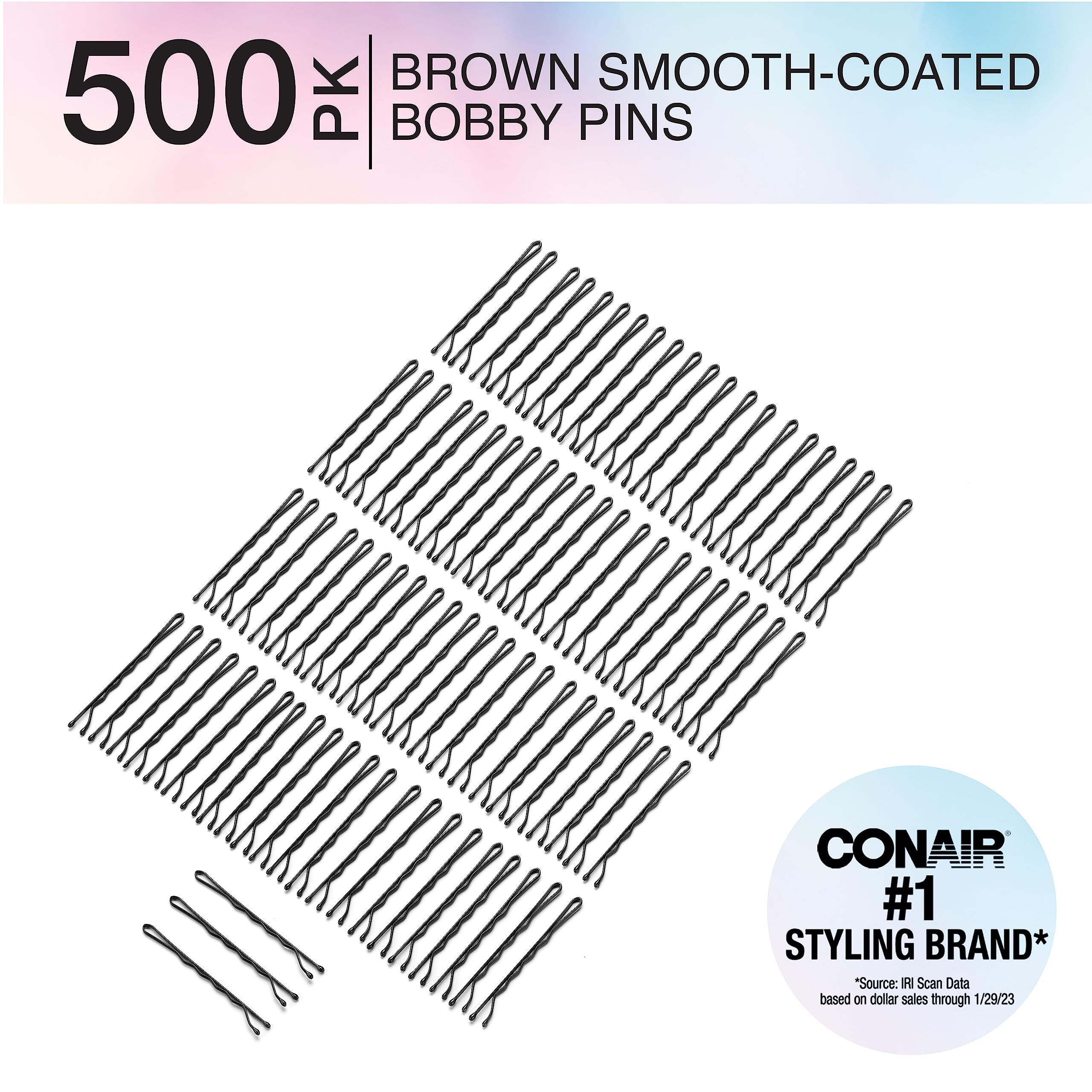 Conair bobby pin close-up of plastic tip protecting hair and preventing snags
