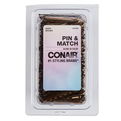 Conair brown bobby pins front packaging showing 500 count and tub benefit