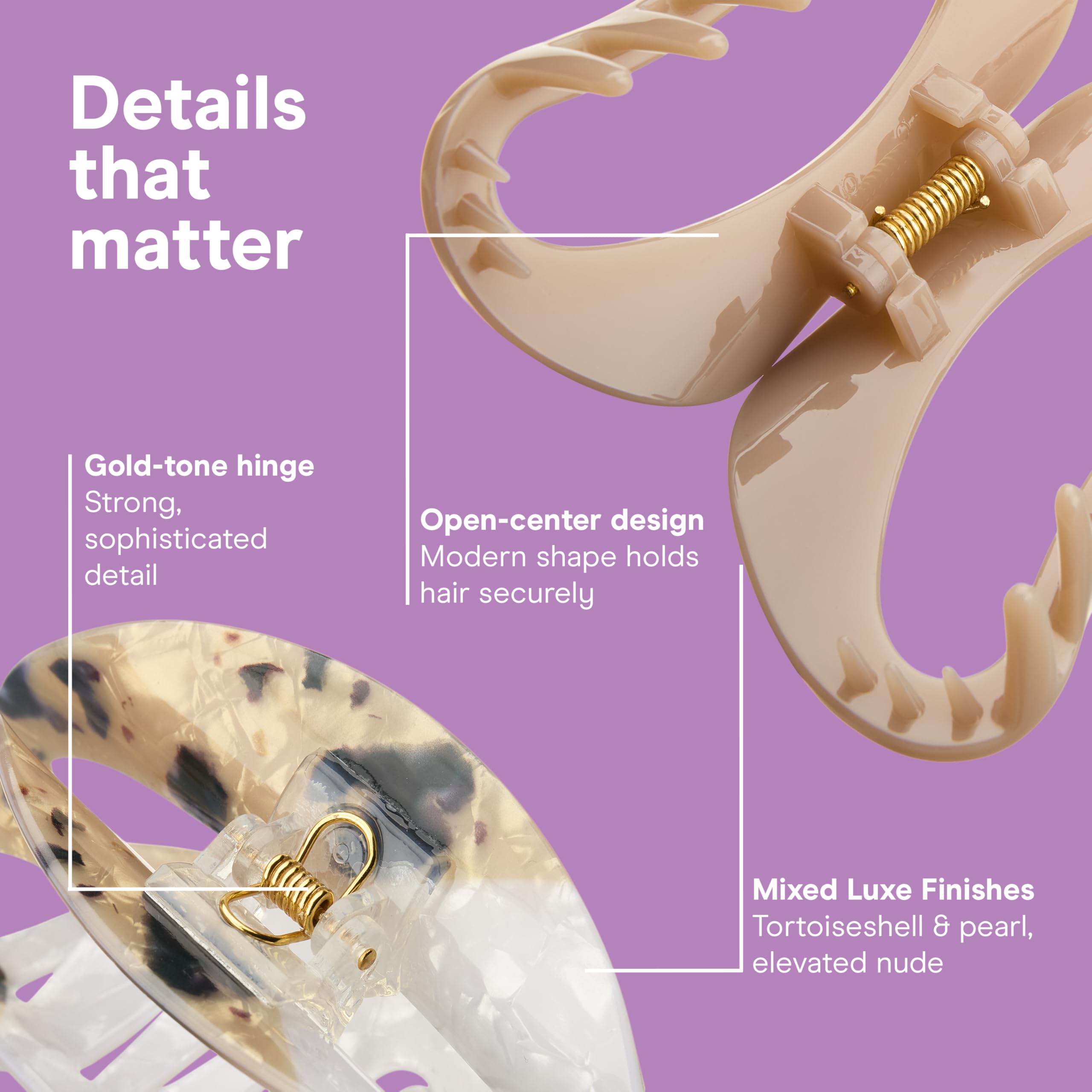 Conair Luxe teeth close-up showing secure grip for all hair types