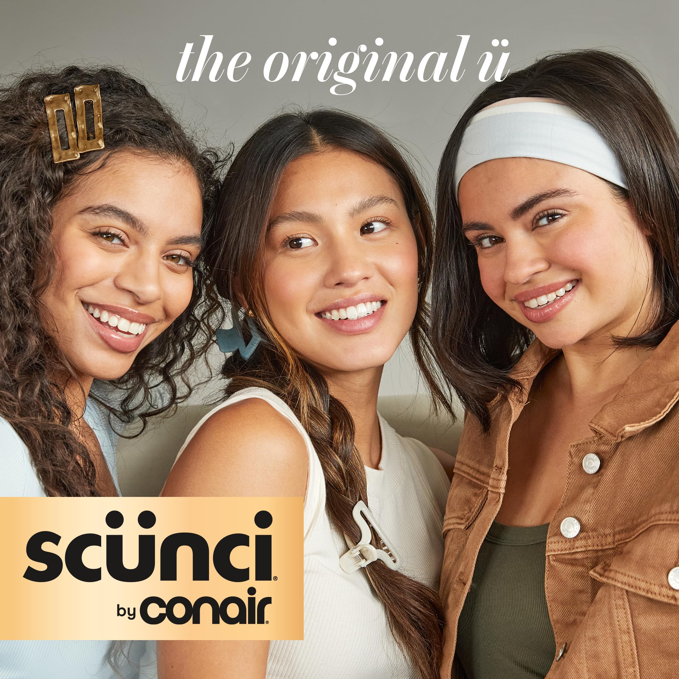 Conair Scunci set held in hand showing scale and travel-friendly convenience