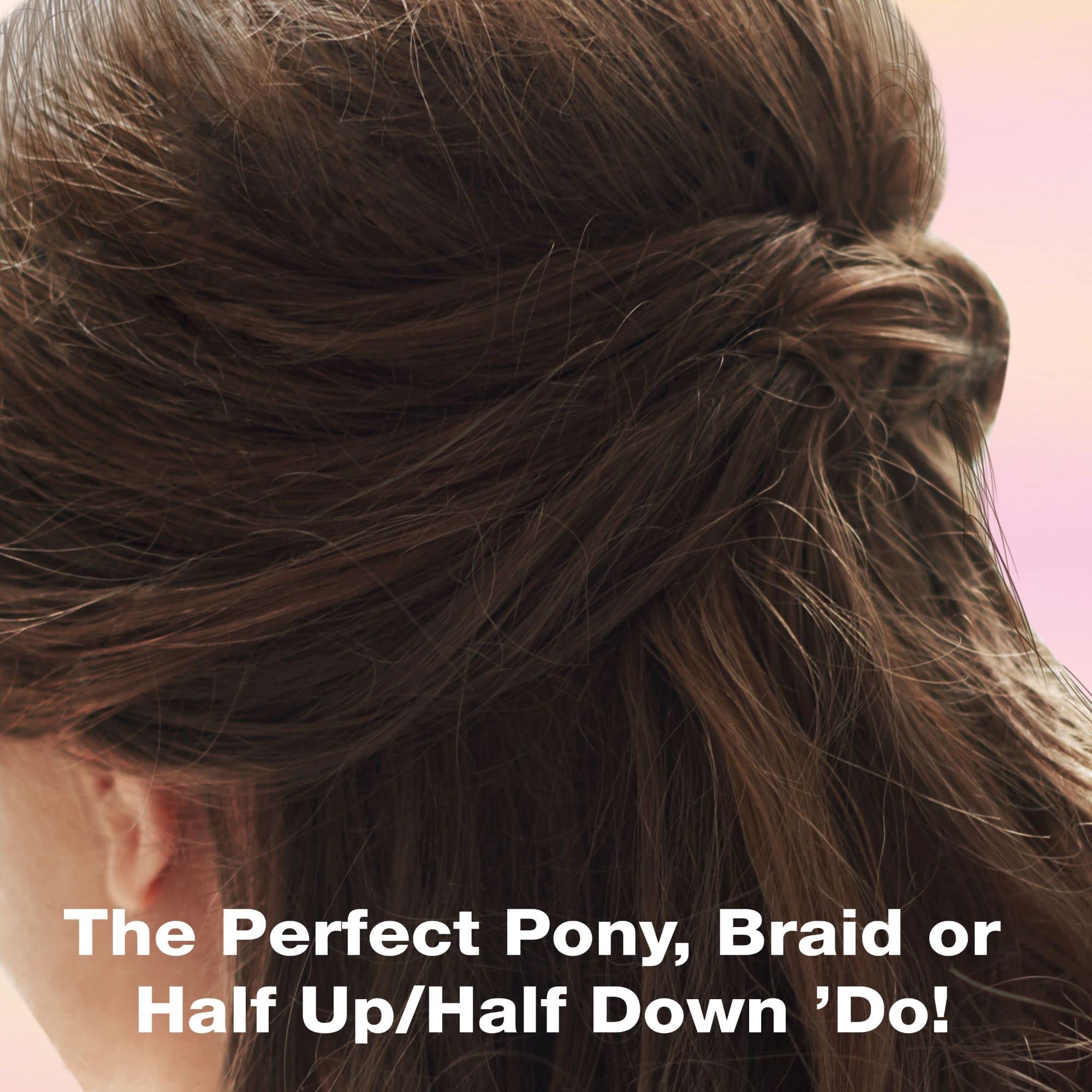 Conair Topsy Tail styled ponytail on woman ready to leave home quickly