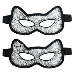 CONBELLA front view two-pack showing black reversible eye masks and benefits