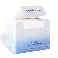 Conbonnie front packaging showing 50-count, large soft towels and eco messaging
