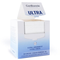 Conbonnie front packaging showing 50-count XL towels and benefits