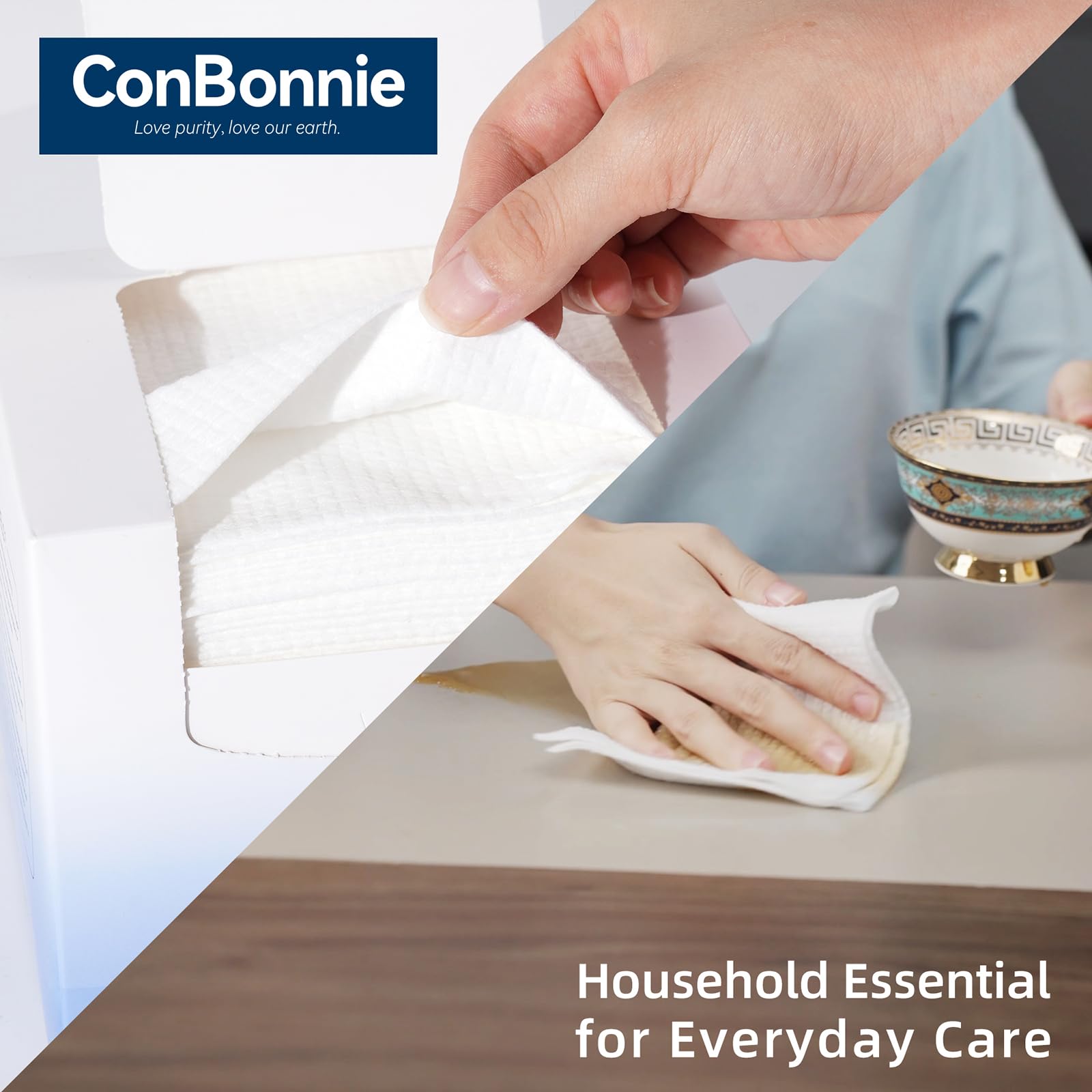 Conbonnie towels in travel bag illustrating convenient, hygienic on-the-go use