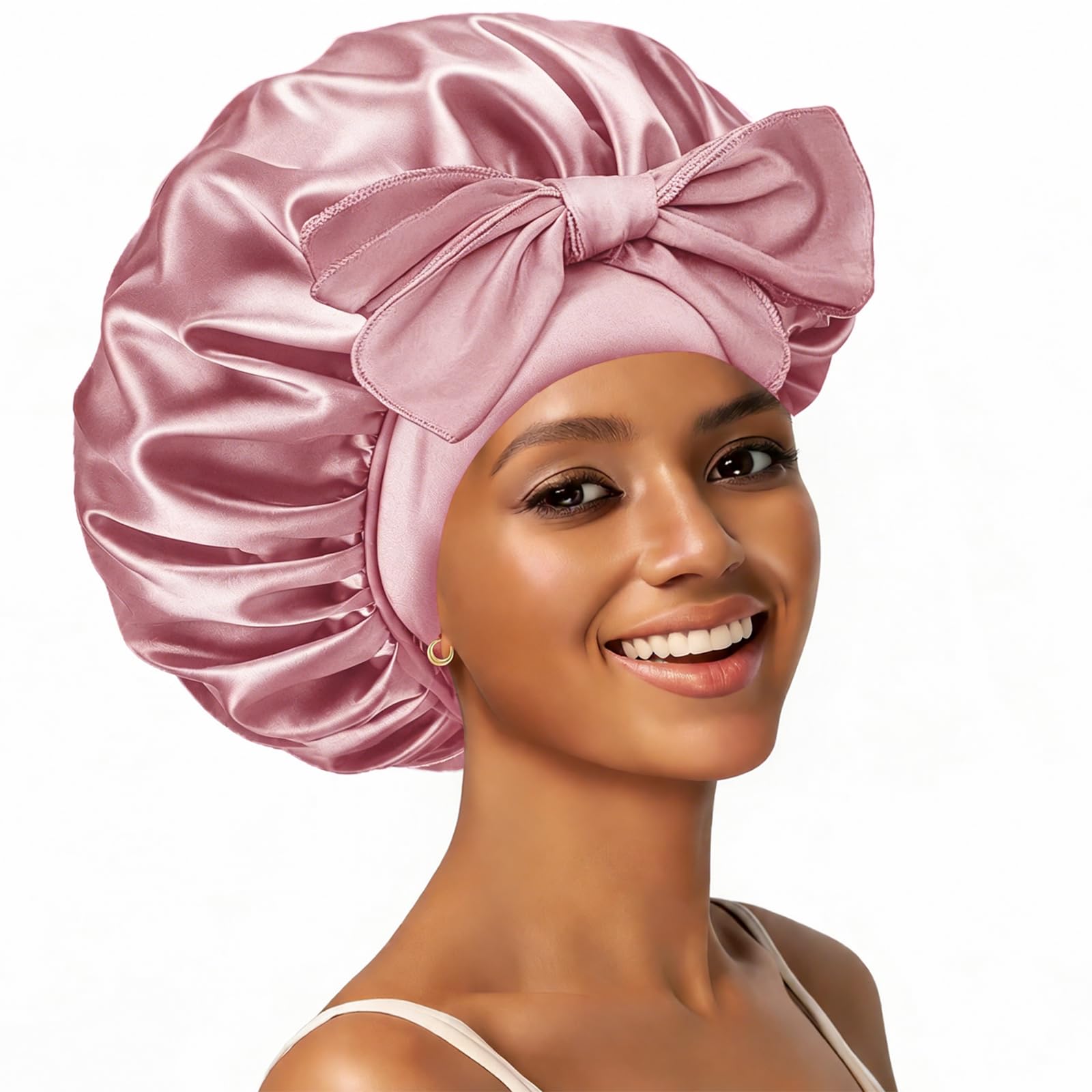 Confvrter bonnet front view shows secure fit and stylish pink color