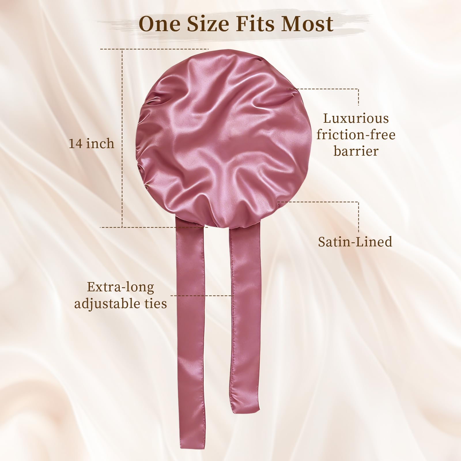 Confvrter inner lining texture shows smooth satin surface that reduces frizz